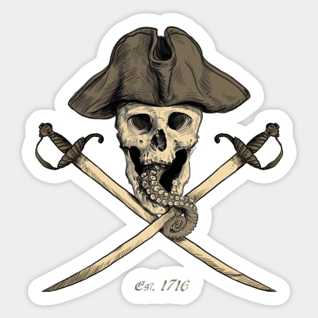 Black Flag Pirate Skull Sticker by rudyfaber